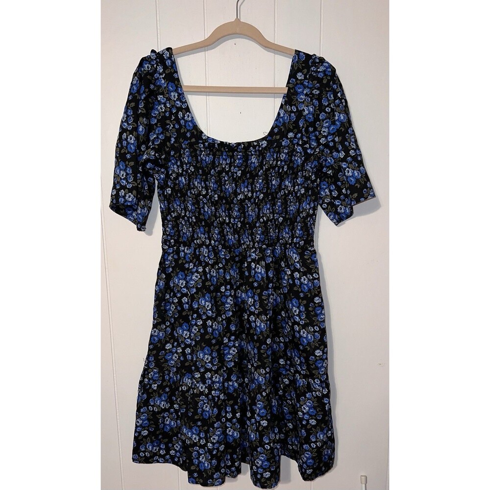 Women’s GAP Floral Sundress Size Large Tall Black & Blue Print 100% Cotton